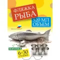 Фляжка металлическая РЫБА 520 мл, воронка, 6 стопок (30мл). Поручикъ Фляжкин