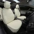 Чехлы Автопилот для LADA Granta / Datsun on-Do (задние спинка и сидение сплошные). Экокожа, ромб, белый, белый.