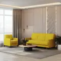 Диван раскладной Бельфор Велюр жёлтый / ножки - черные Djivani