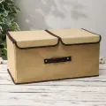 Короб стеллажный для хранения с двойной крышкой Доляна Тэри , 50 30 25 см, бежевый