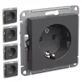 5 шт. Systeme Electric AtlasDesign Базальт, Розетка с заземлением со шторками, 16А, механизм, ATN001445