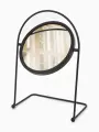 Зеркало настольное PREMIUM, круглое, металлическое, 29×20.5×11 см, (d=14.5 см), чёрное