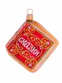 Елочная игрушка Елочка Книга сказок, стекло, ручная роспись, красная, блестки