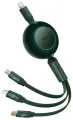Кабель Baseus Bright Mirror 2 Series Retractable 3-in-1 Fast Charging Data Cable Type-C to M+L+C 100W 1.1m Green (CAMJ010206)