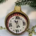 Irena-Co елочная игрушка, стекло Часики бордо (5х4,5х2,5см)