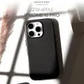 Экокожаный чехол BROSCORP на Apple iPhone 16 Pro (Айфон 16 Про), искусственная кожа, черный