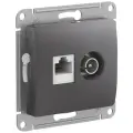 Розетка двойная TV + компьютерная RJ45, кат. 5Е, механизм (графит) Glossa Systeme Electric, GSL001389