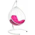 Кресло кокон W-GROUP Капля с ротангом, 98х186 см, до 120 кг белый/розовый