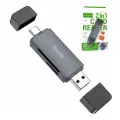 Картридер USB/Type-C 2.0 to SD/TF Hoco HB45, скорость 480Mbps, емкость 2Tb, серый