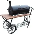 Кованый мангал Карета с деревянным столом, крышкой-барбекю и решеткой-гриль