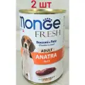 Консервы Monge Dog Fresh Chunks in Loaf влажный корм для собак, мясной рулет из утки 400г х 2 шт.