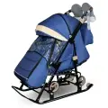 Санки складные детские с колесами - Коляска зимняя GALAXY Glory (синий)