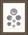 Раритетные серебряные монеты эпохи Возрождения, старинная фототипия, 1882 г