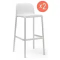 Комплект из 2-х барных стульев со спинкой NARDI Faro, высота сиденья 76 см, цвет белый