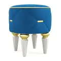 Пуфик Дубай Круглый на Высоких ножках Велюр синий / ножки - слоновая кость Djivani