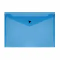 Папка-конверт на кнопке СТАММ А4, 150мкм, пластик, прозрачная, синяя, 30 штук, 343171