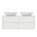 Тумба в ванную Belux Джаз 140 Белый глянцевый (1) с 2 раковинами Турин
