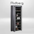 Обувница закрытая Ridberg узкая тканевая, полка для обуви металлическая 9 полок серая