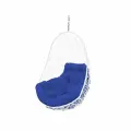 Подвесное кресло овал ротанг белое (без стойки), синяя подушка