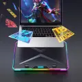 Регулируемая подставка для игровых ноутбуков, 6 вентиляторов, RGB LED подсветка, KYOLLY K15 10 углов наклона, держатель для смартфона, 2 USB , для экрана 13-19