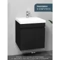Тумба с раковиной в ванную Fresco 50, умывальник в комплекте, черная с дверцей