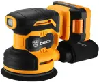 Эксцентриковая шлифмашина аккумуляторная Deko DKCG-125, 20 В Li-ion 2 Ач, 125 мм
