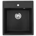 Мойка кухонная Ulgran U-406 -344 мраморная, 50x45, прямоугольная, мойка для кухни, черная, матовая