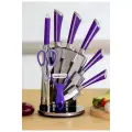 Набор кухонных ножей 9 предметов с подставкой из нержавеющей стали
