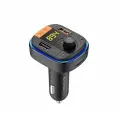 FM трансмиттер Recci RQ01, 2U+C, 48W, Bluetooth 5.0/TF/USB Flash/LED подсветка, Черный