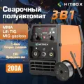 Сварочный аппарат инверторный / Сварочный полуавтомат без газа HITBOX HBM1200 3 в 1(ММА/MIG без газа /LIFT TIG)