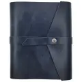Ежедневник недатированный кожаный на кольцах А5. Темно-синий. С застежкой на кнопку