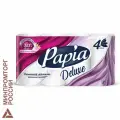 Бумага туалетная 4-слойная Papia Deluxe, белая, 16.1м, 8 рул/уп (5062173), 3 уп.