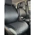 Комплект чехлов Лайт для LADA Granta / Datsun on-Do. (Задняя спинка сплошная). Экокожа ромб черный + серый.