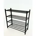 Обувница металлическая нева, 4 полки, 12 пар обуви, ширина 70 см, чёрный матовый