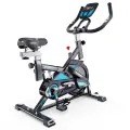 Велотренажер DFC HOMCOM A90-154V0, для дома, черный/бирюзовый, до 120кг