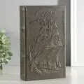 Шкатулка книга-сейф Парусное судно , дерево и искусственная кожа, с замком, 21 13 5 см