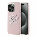 Karl Lagerfeld силиконовый чехол для iPhone 15 Pro Max, Liquid Silicone Metal Logo Initials розовый
