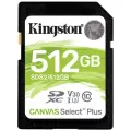 Карта памяти SDXC UHS-I U3 Kingston Canvas Select Plus 512 ГБ, 100 МБ/с, Class 10, SDS2/512GB, 1 шт, без адаптера