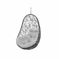 Подвесное кресло овал ротанг черное(без стойки), серая подушка