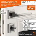 Комплект для межкомнатной двери Morelli ручка MH 35 S SN/BN + поворотник + магнитный замок / белый никель/черный никель