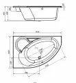 Ванна акриловая асимметричная Cersanit KALIOPE 153х100 левая 63441