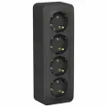 Systeme Electric Blanca наружная Антрацит Розетка 4-ая с/з со шторками 16А, 250В, изолир. пластина, BLNRA011416