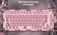 Клавиатура Monsgeek ICE 75, беспроводная, механическая, английская, прозрачный корпус，розовый