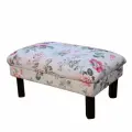 Пуф 60х40х30 Ля Нэж Розы на Льне, прямоугольный, хлопок, на деревянных ножках