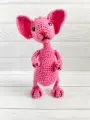 Гнущаяся вязаная игрушка на каркасе ручной работы Розовый кот-сфинкс, бренд ЯнаART