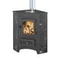 Печь-Камин везувий ПК-01 (220) угловой, амфиболит с конфоркой 9 кВт (150 м3) Ø 115мм дровяная для дома