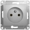 Розетка без заземления, алюминий, Schneider Electric Glossa (комплект 10шт)