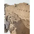 Деревянная карта мира на стену 3D многоуровневая 140/80 см в цвете “Орех на русском языке подробная (крупные города и столицы) картина из дерева на стену
