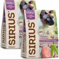 Корм сухой Sirius для взрослых кастрированных котов и стерилизованных кошек с индейкой и курицей, 0,4 кг х 2 шт