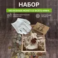 Подарочный набор монет для начинающего нумизмата из разных стран мира - 100 шт.